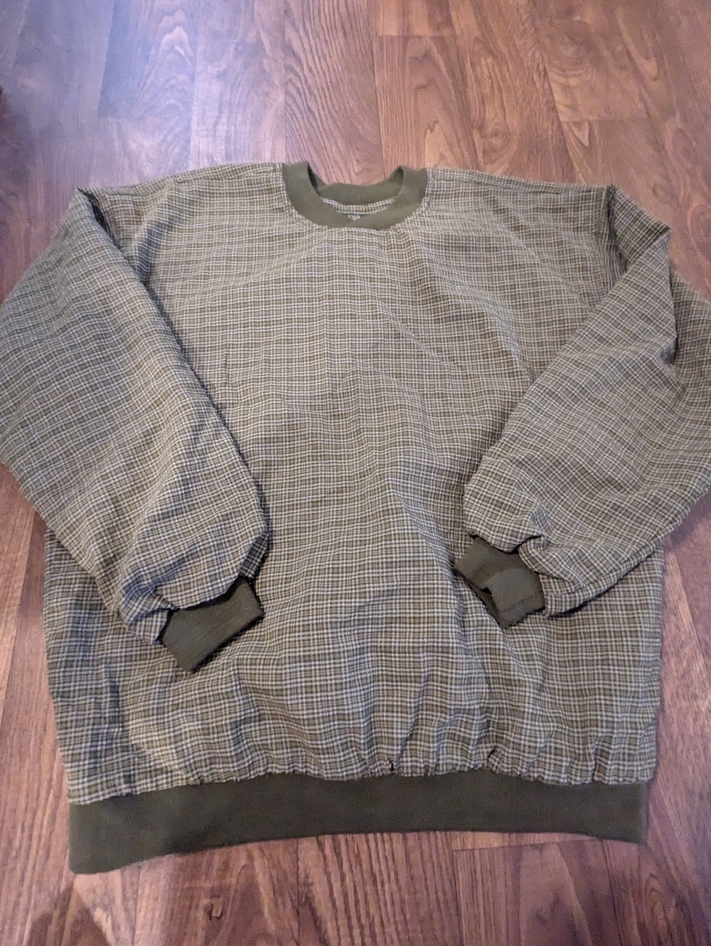 Vtg Orvis Mens Medium Green Plaid Pullover Crew neck Outdoors Golf